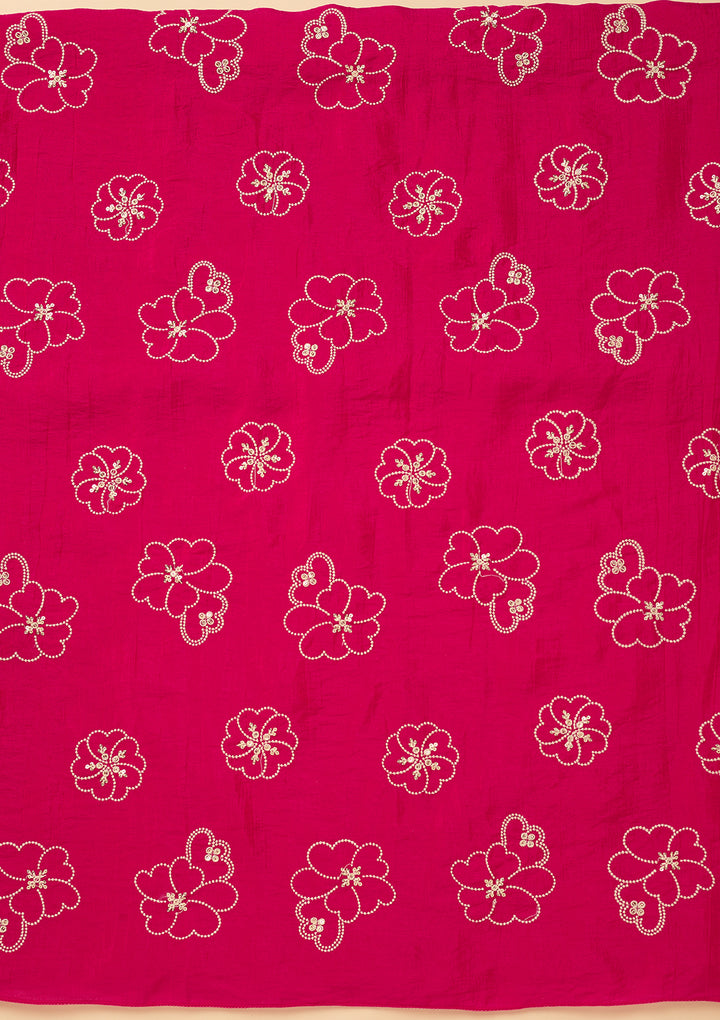 Rani Pink Threadwork Crepe Unstitched Salwar Suit