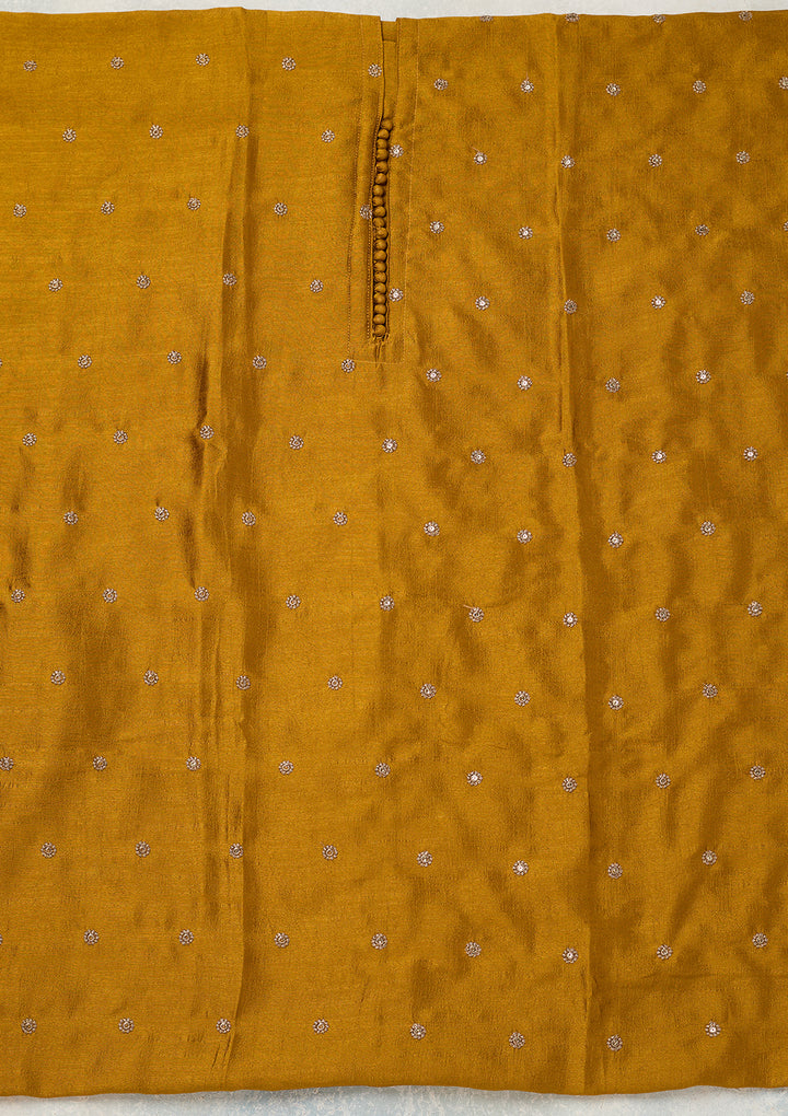 Mustard Zariwork (Gold) Soft Raw Silk Unstitched Salwar Suit