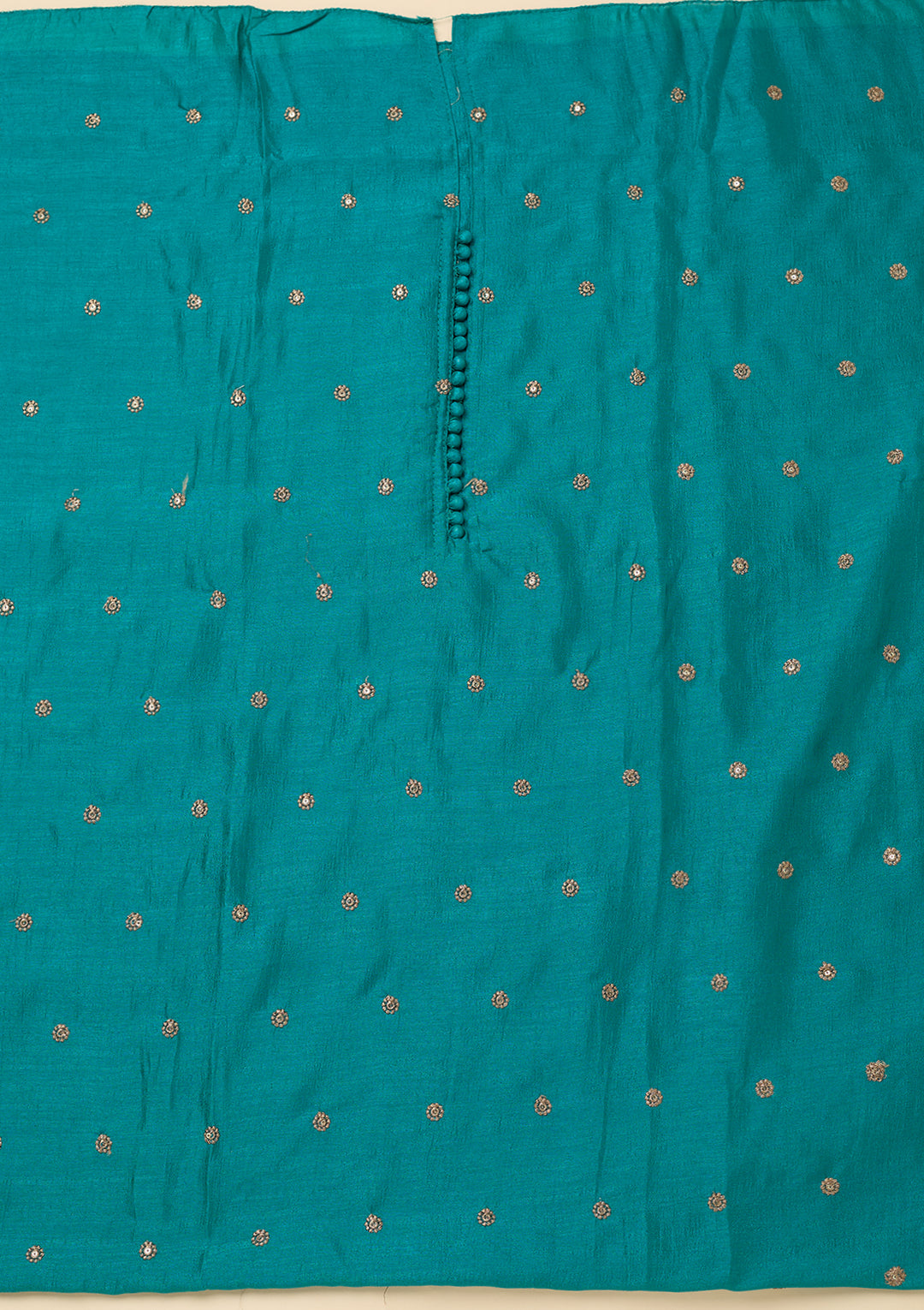 Peacock Green Zariwork (Gold) Soft Raw Silk Unstitched Salwar Suit