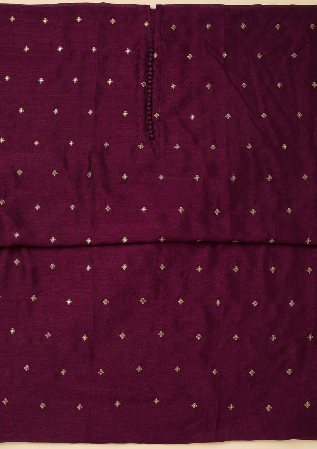 Wine Zariwork (Gold) Soft Raw Silk Unstitched Salwar Suit