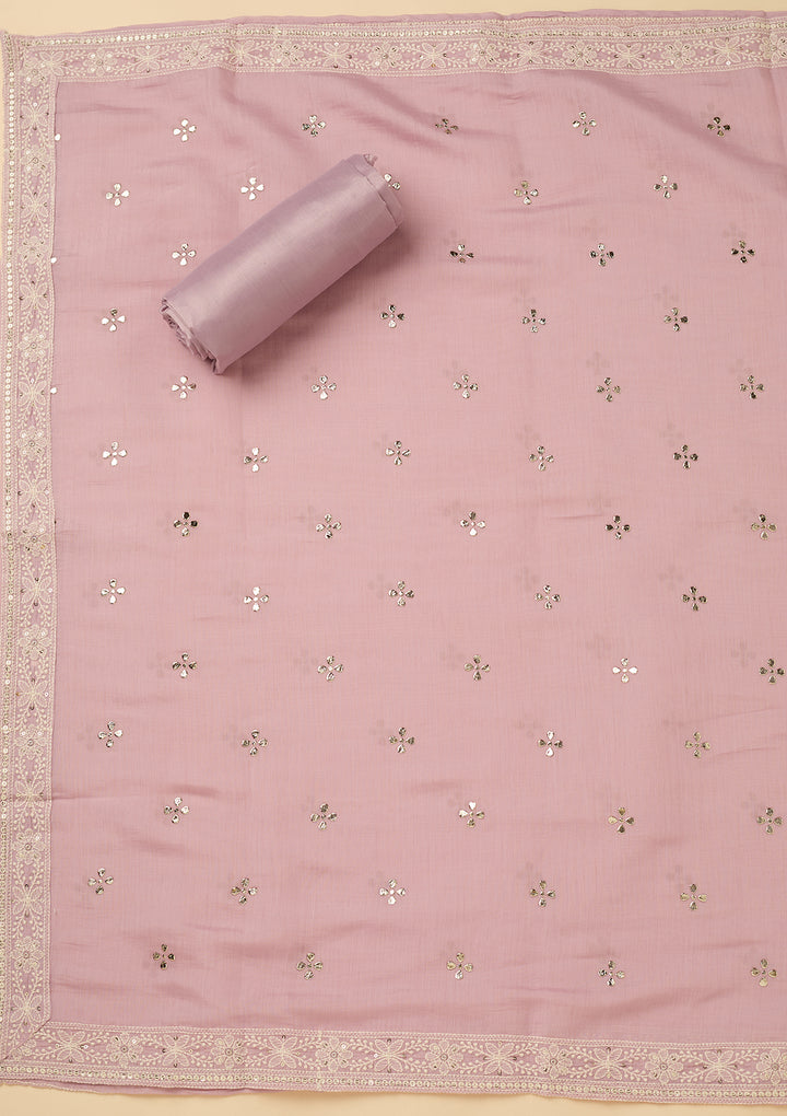 Lavender Threadwork Cotton Unstitched Salwar Suit