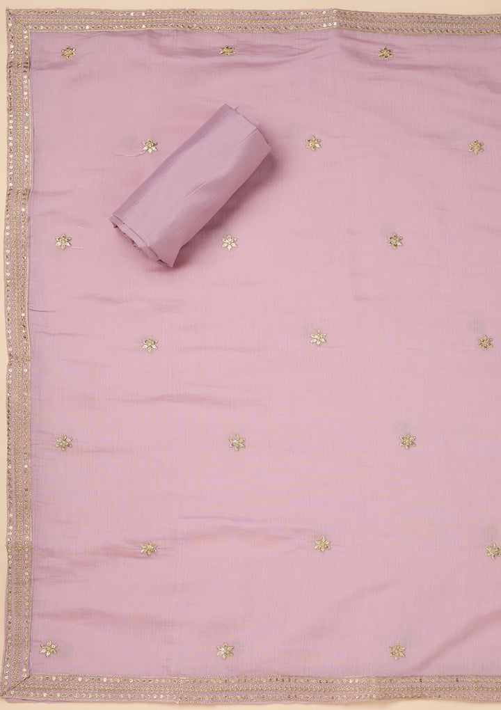 Lavender Threadwork Cotton Unstitched Salwar Suit