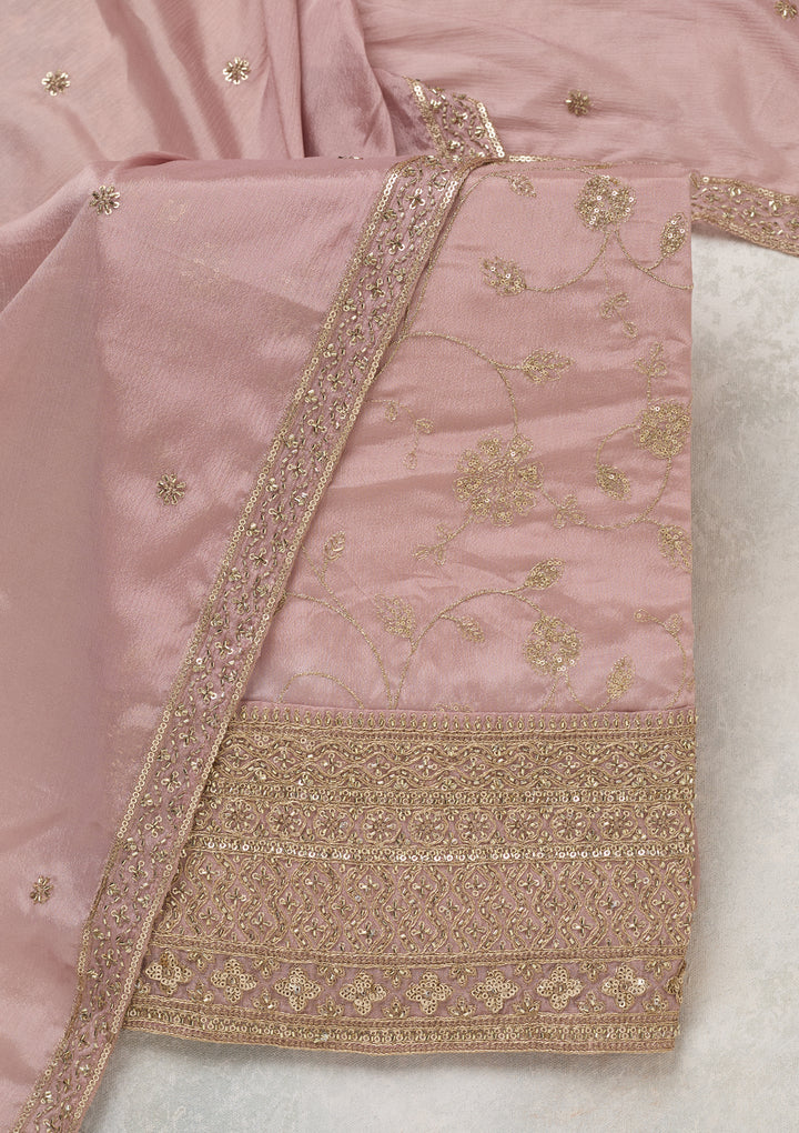 Lavender Zariwork (Gold) Dola Silk Unstitched Salwar Suit
