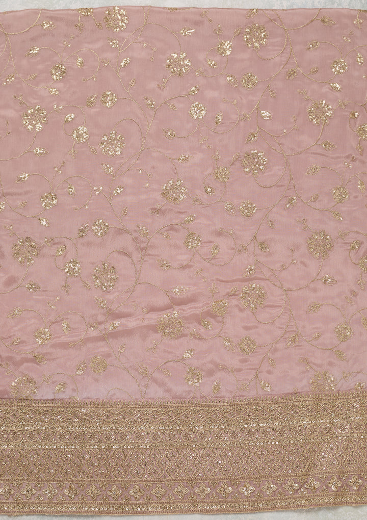 Lavender Zariwork (Gold) Dola Silk Unstitched Salwar Suit