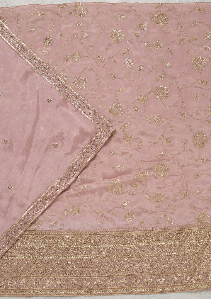 Lavender Zariwork (Gold) Dola Silk Unstitched Salwar Suit