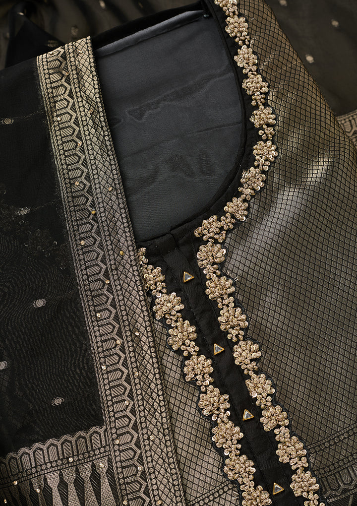 Black Cutdana Dola Silk Unstitched Salwar Suit