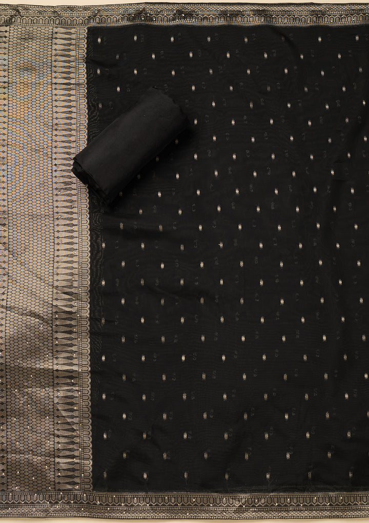 Black Cutdana Dola Silk Unstitched Salwar Suit