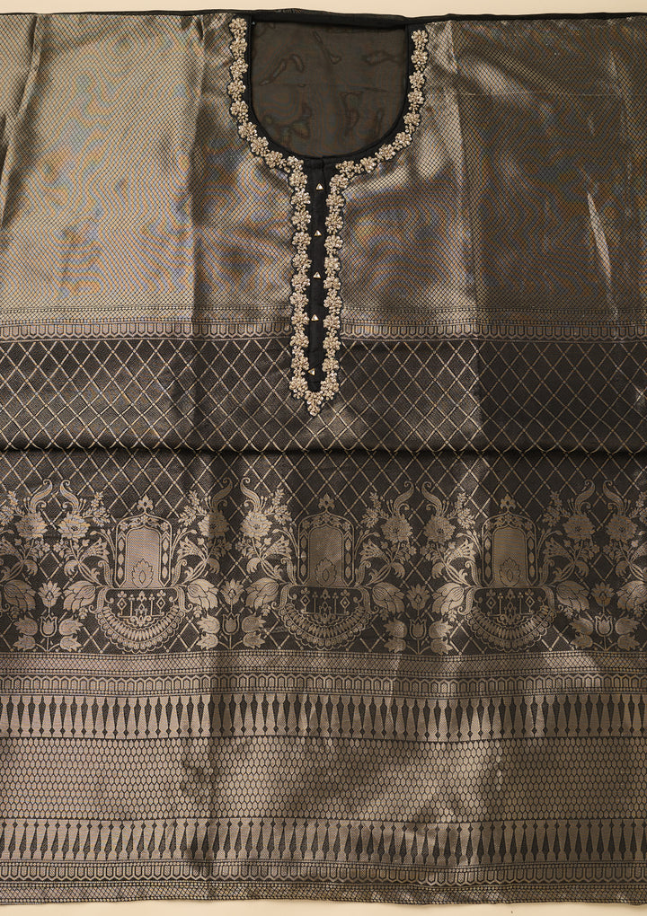 Black Cutdana Dola Silk Unstitched Salwar Suit
