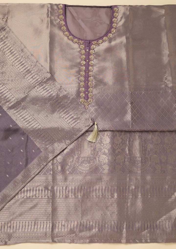 Lavender Cutdana Dola Silk Unstitched Salwar Suit