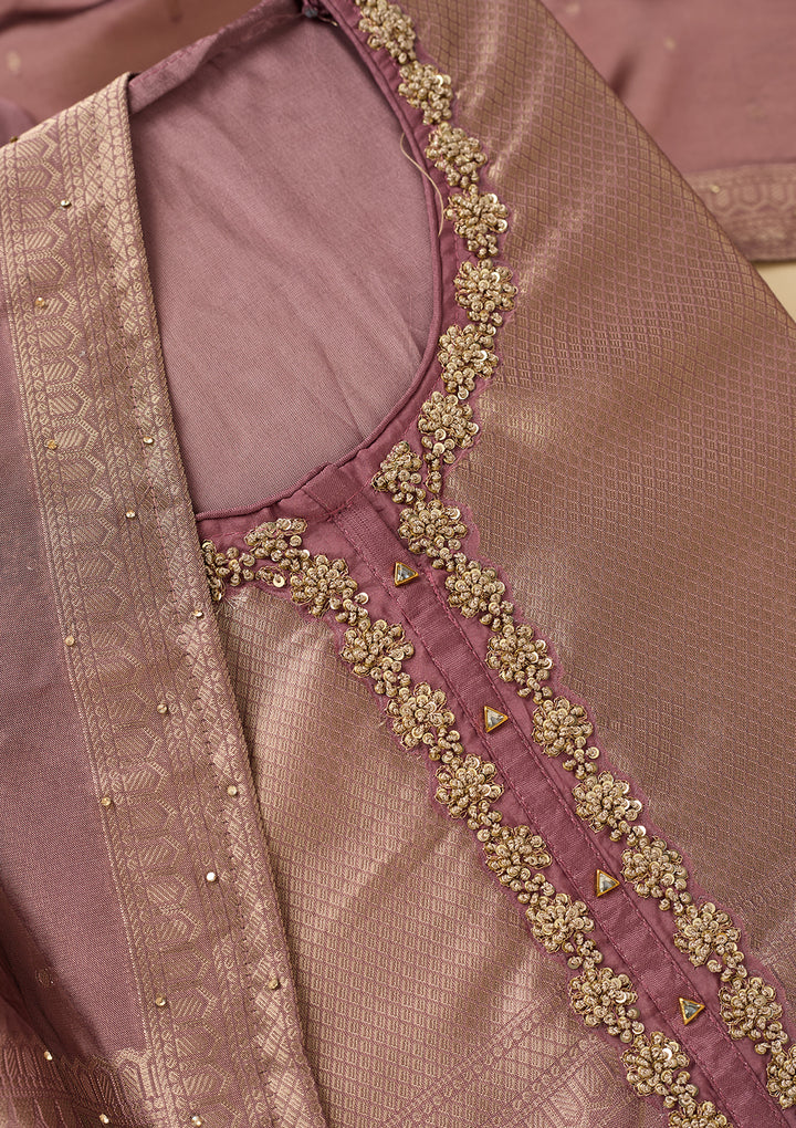 Mauve Cutdana Dola Silk Unstitched Salwar Suit