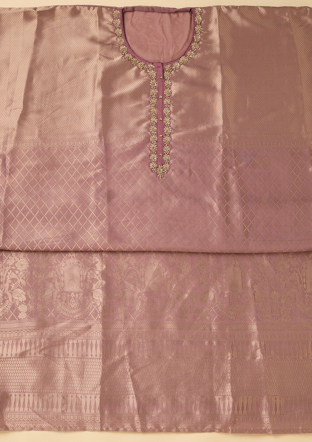 Mauve Cutdana Dola Silk Unstitched Salwar Suit