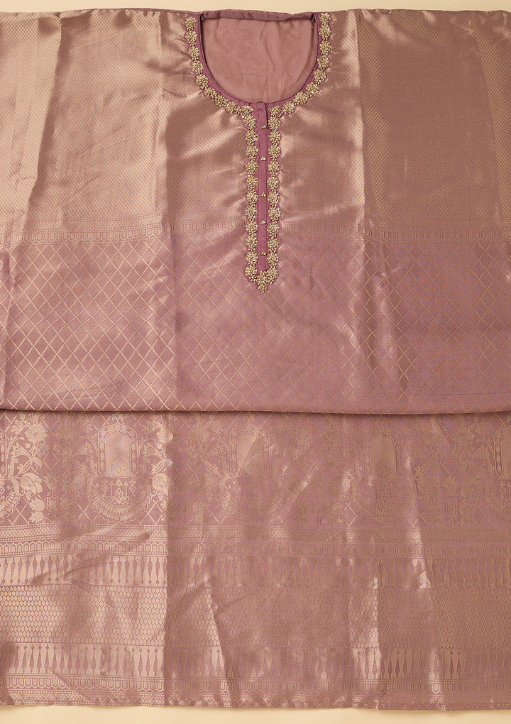 Mauve Cutdana Dola Silk Unstitched Salwar Suit