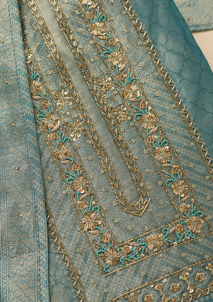Sky Blue Cutdana Dola Silk Unstitched Salwar Suit