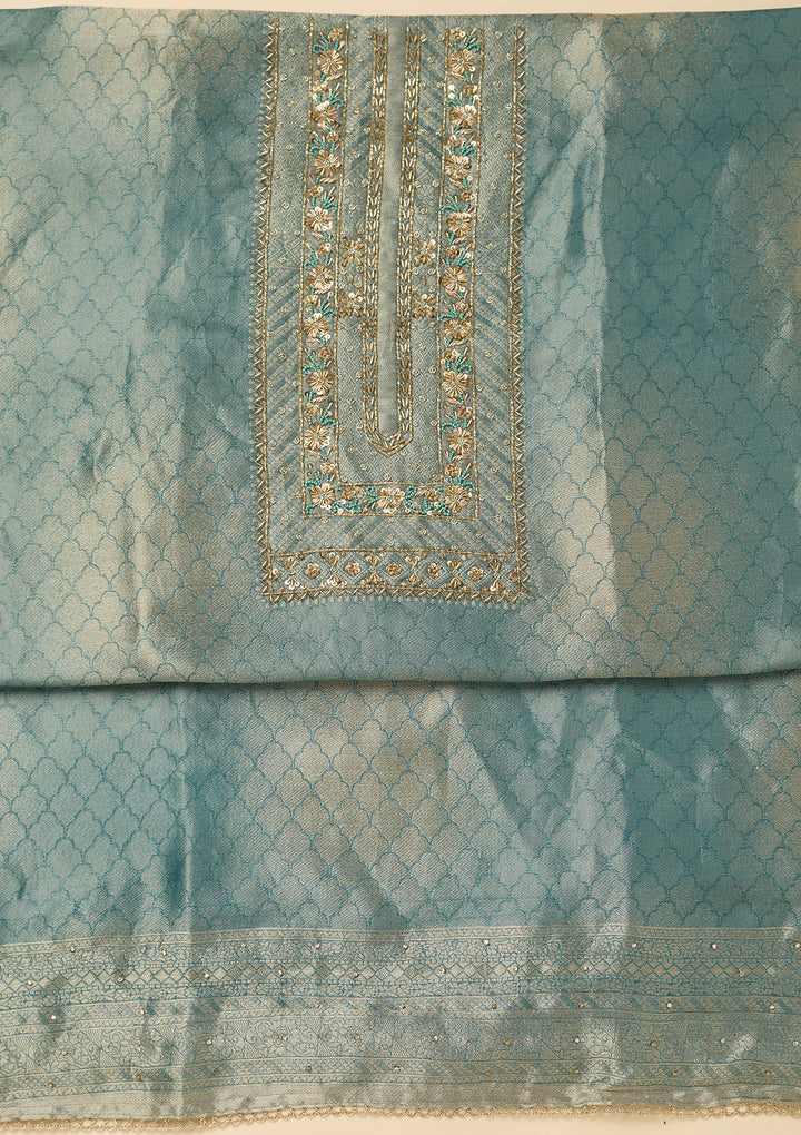 Sky Blue Cutdana Dola Silk Unstitched Salwar Suit