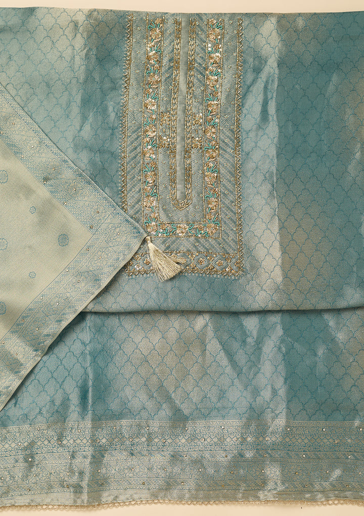 Sky Blue Cutdana Dola Silk Unstitched Salwar Suit