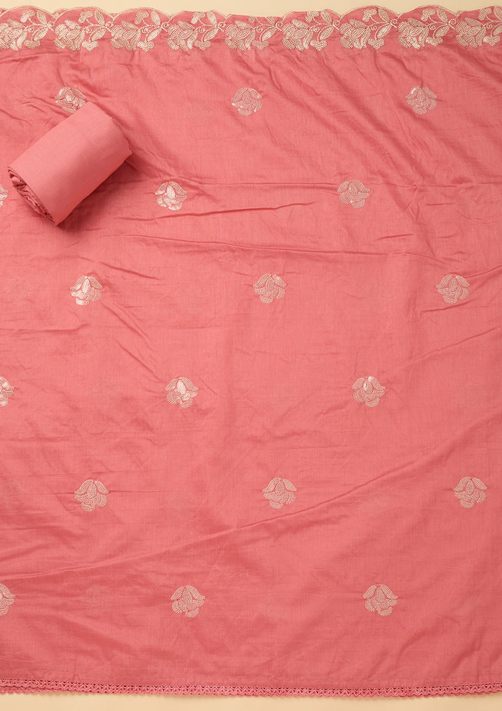Gajari Pink Sequins Cotton Unstitched Salwar Suit