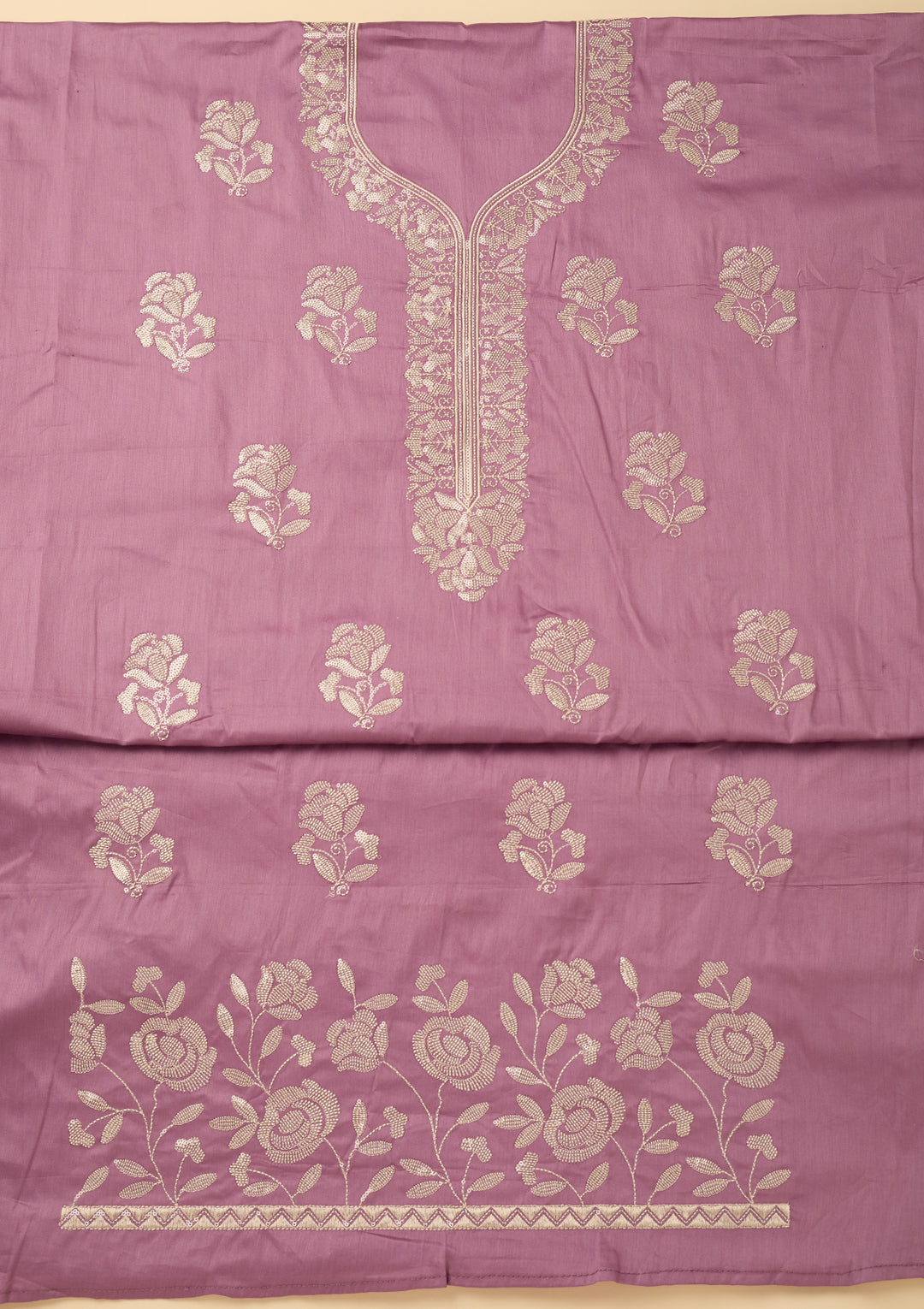 Lavender Sequins Cotton Unstitched Salwar Suit