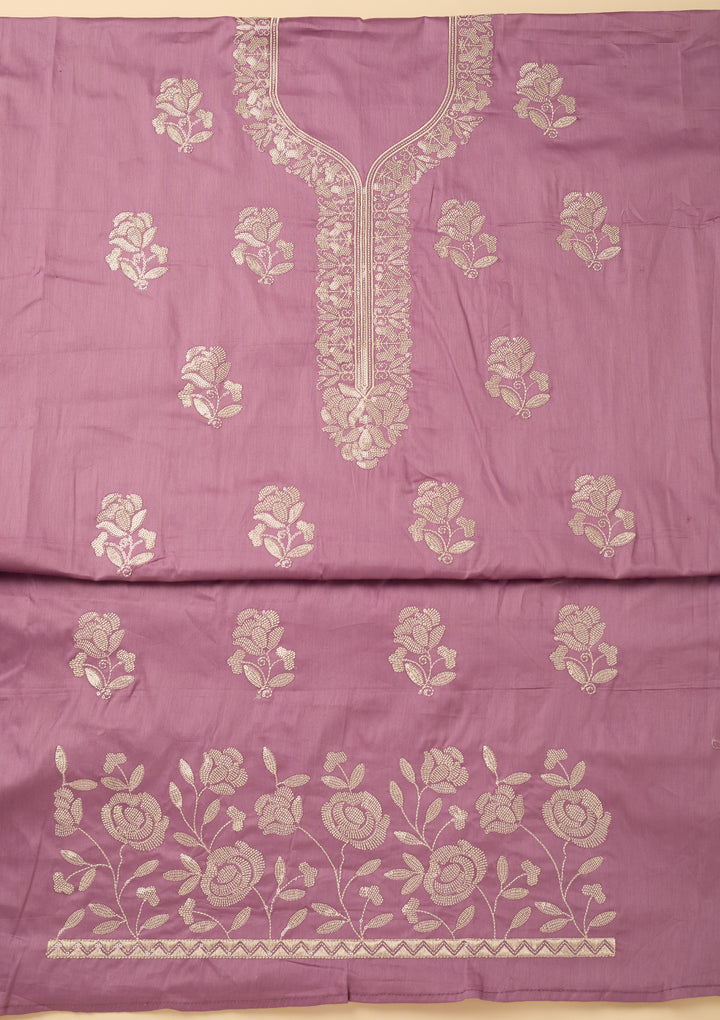 Lavender Sequins Cotton Unstitched Salwar Suit