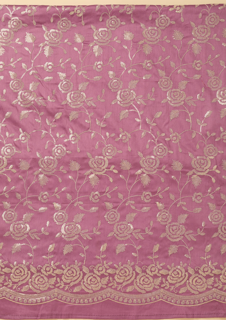 Lavender Sequins Cotton Unstitched Salwar Suit