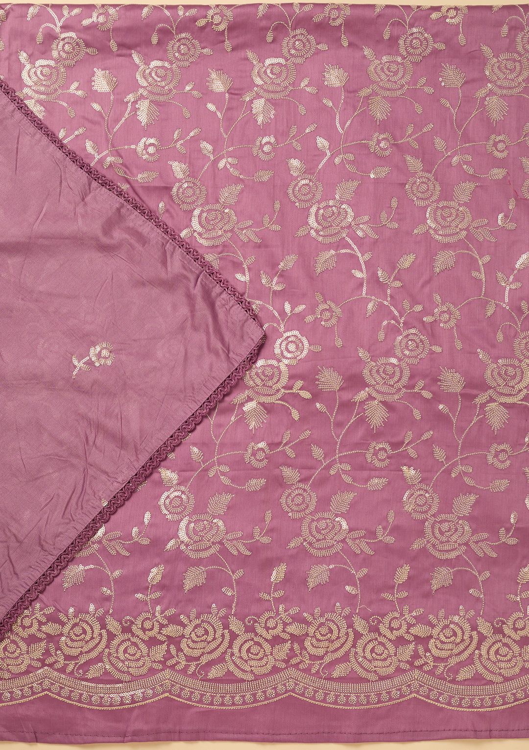 Lavender Sequins Cotton Unstitched Salwar Suit