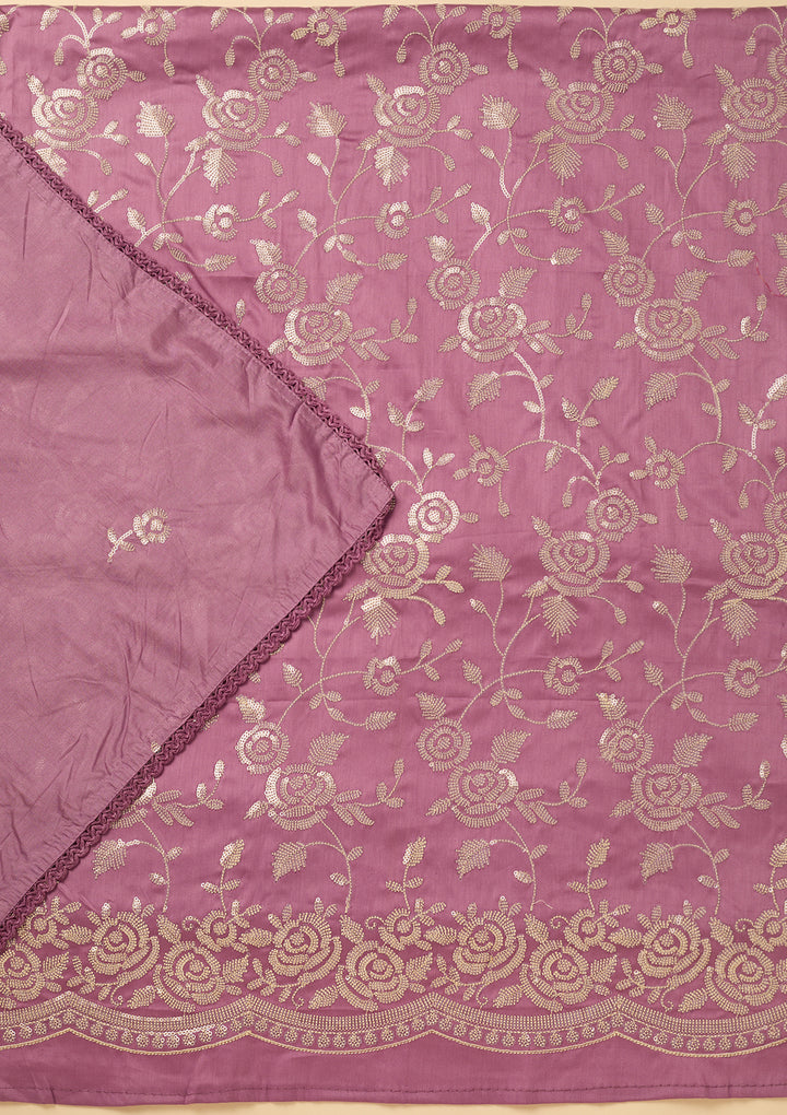 Lavender Sequins Cotton Unstitched Salwar Suit