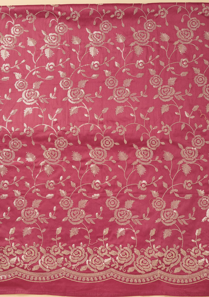 Onion Pink Sequins Cotton Unstitched Salwar Suit