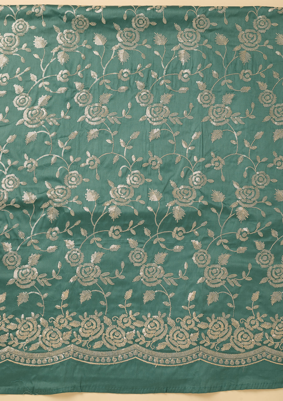 Sea Green Sequins Cotton Unstitched Salwar Suit