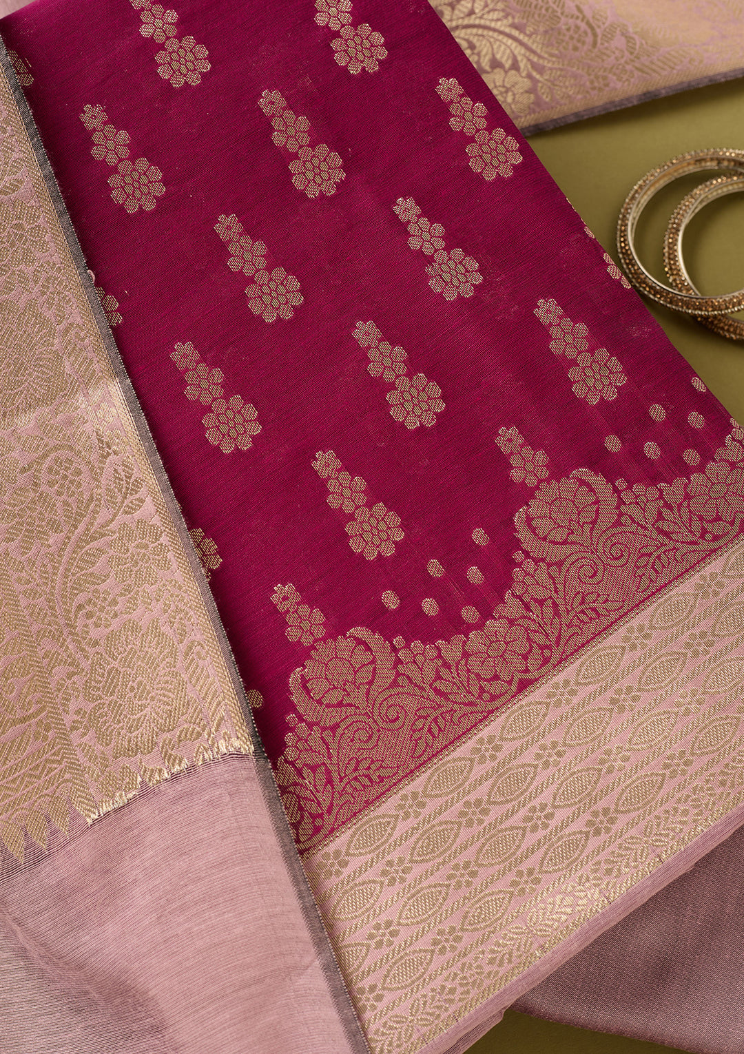 Magenta Pink Light Lavender Dola Silk Gold Zariwork Unstitched Dress Material With Matching Bottom And Dupatta