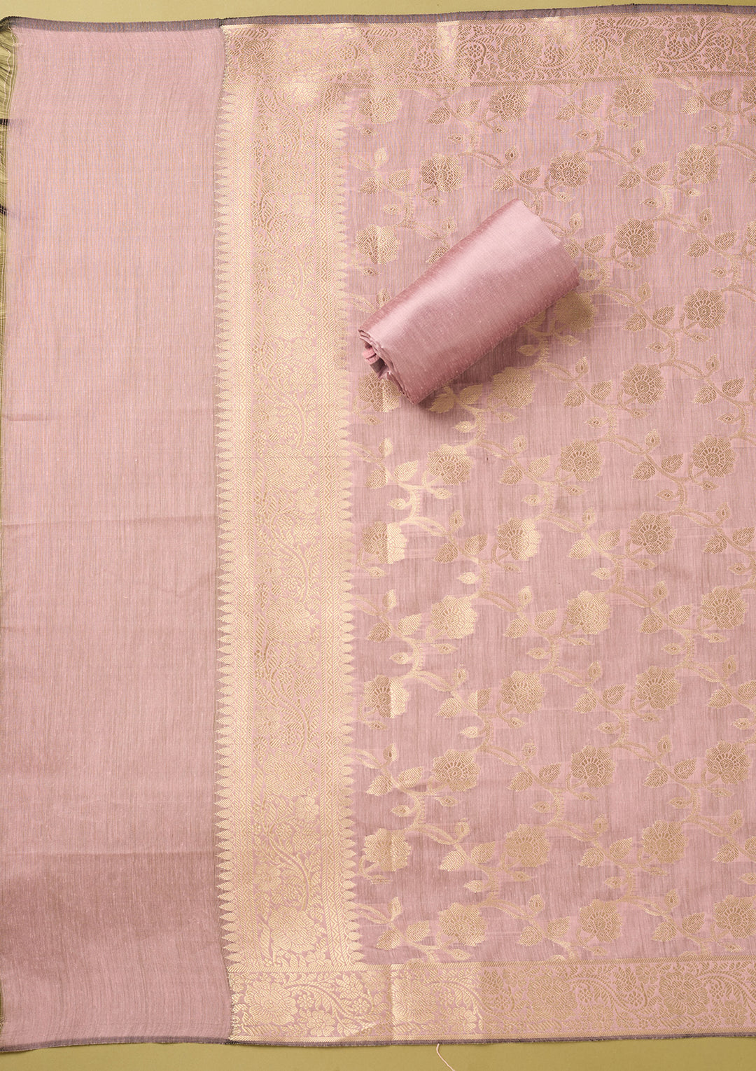 Magenta Pink Light Lavender Dola Silk Gold Zariwork Unstitched Dress Material With Matching Bottom And Dupatta