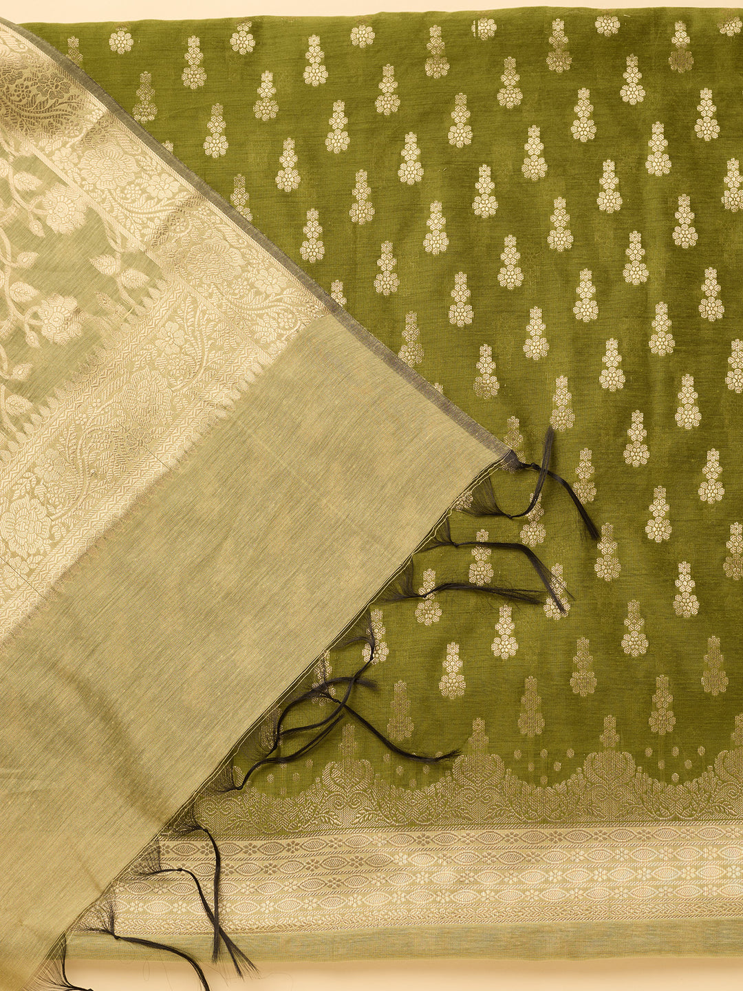 Mehendi Green Pista Green Dola Silk Gold Zariwork Unstitched Dress Material With Matching Bottom And Dupatta