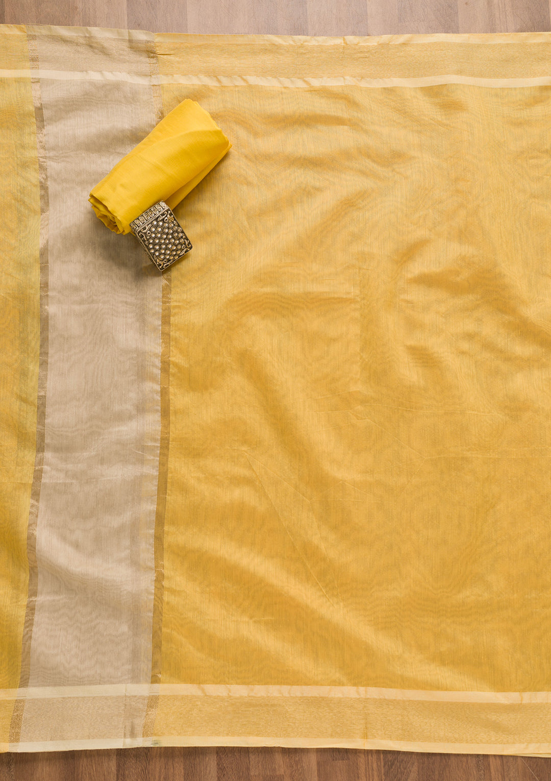 Gold Yellow Silk Gold Zariwork Unstitched Dress Material With Matching Bottom And Dupatta