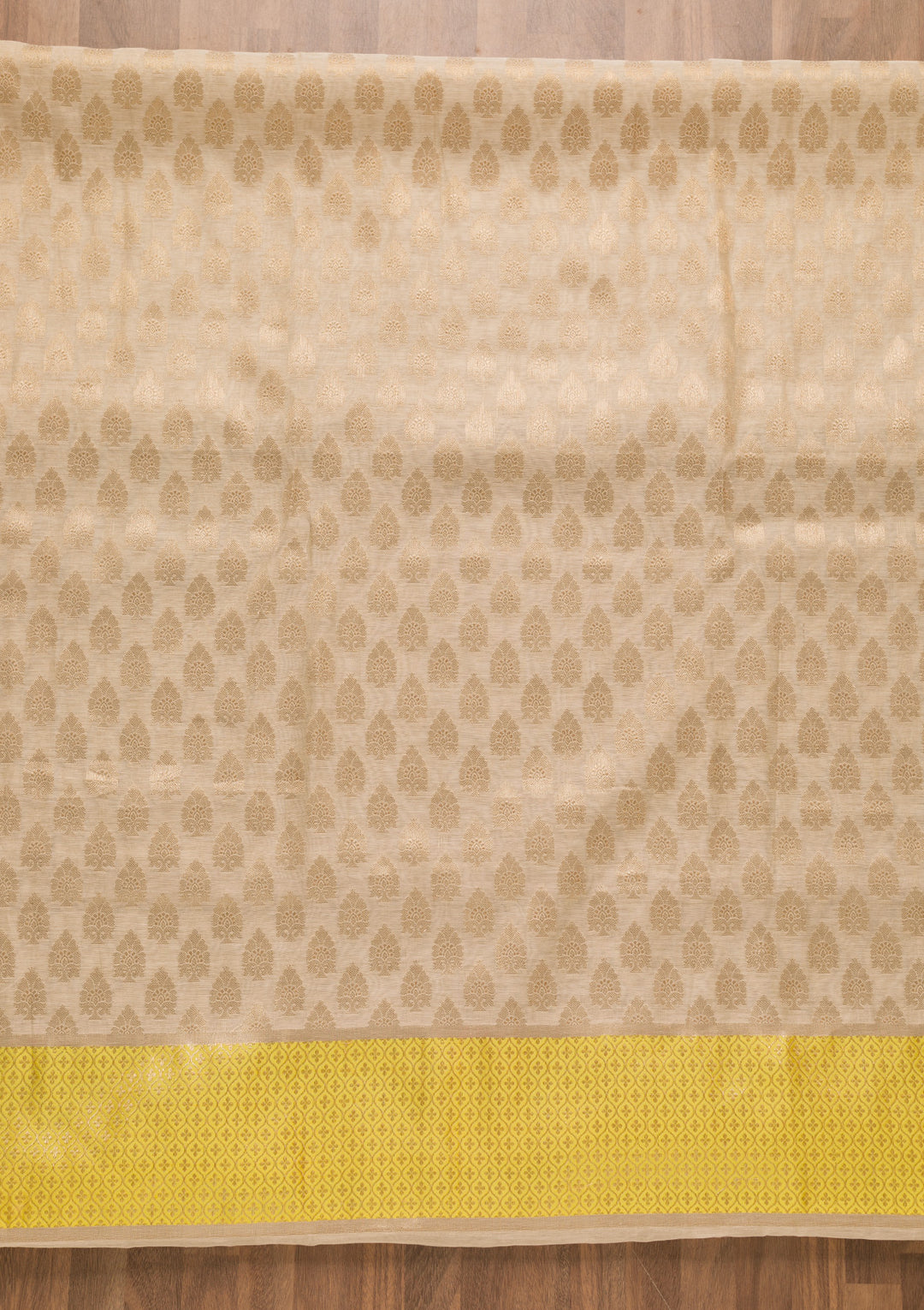 Gold Yellow Silk Gold Zariwork Unstitched Dress Material With Matching Bottom And Dupatta