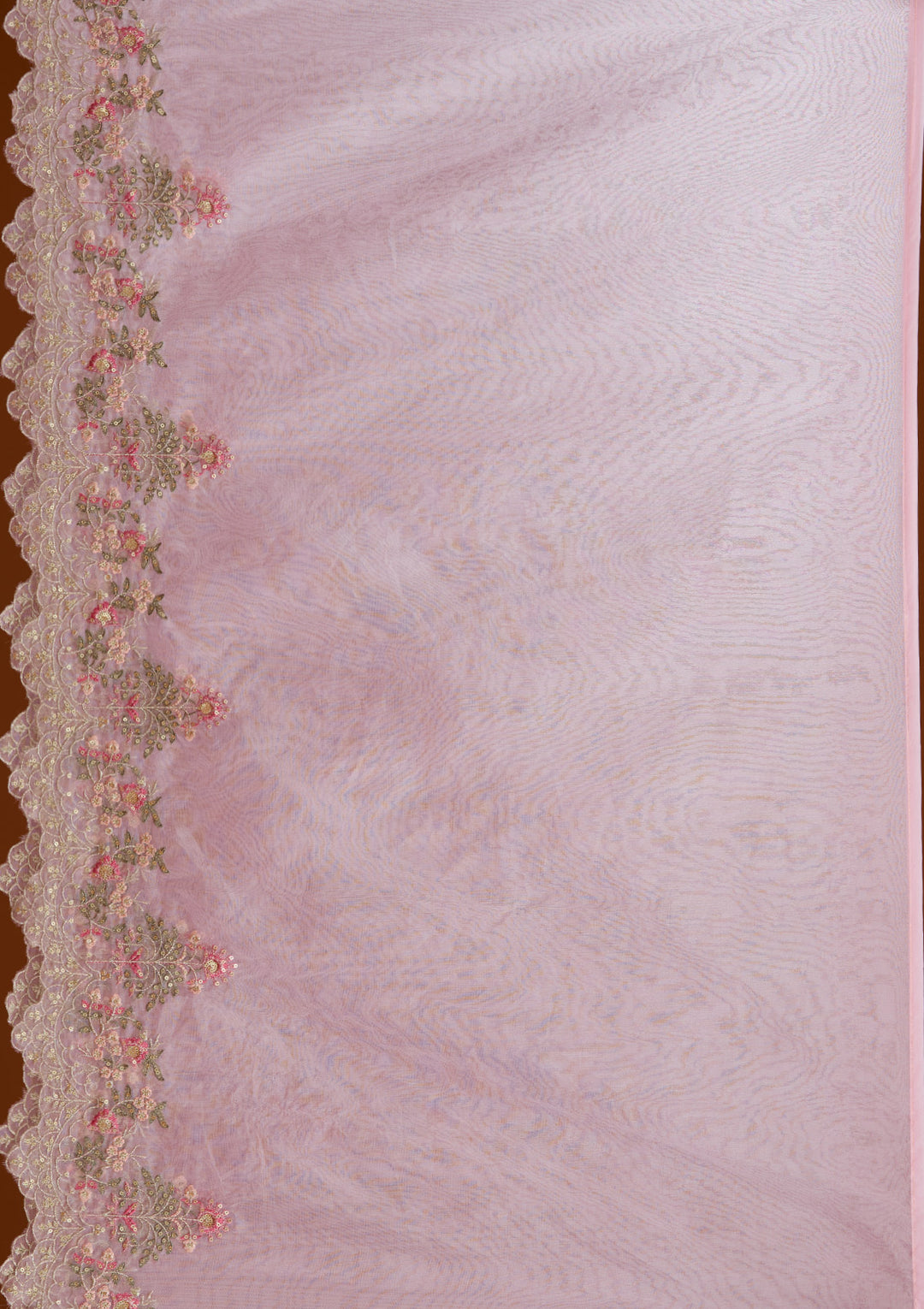 Baby Pink Threadwork Semi Crepe Readymade Salwar Suit