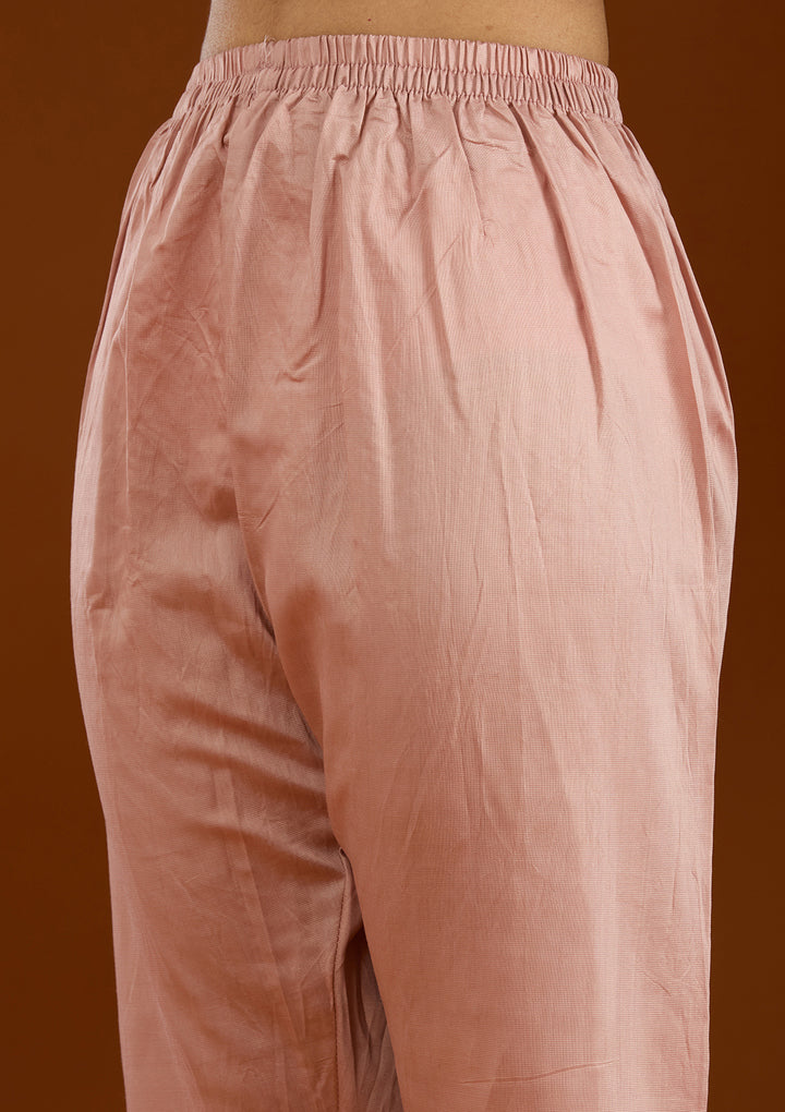 Baby Pink Threadwork Tissue Readymade Salwar Suit