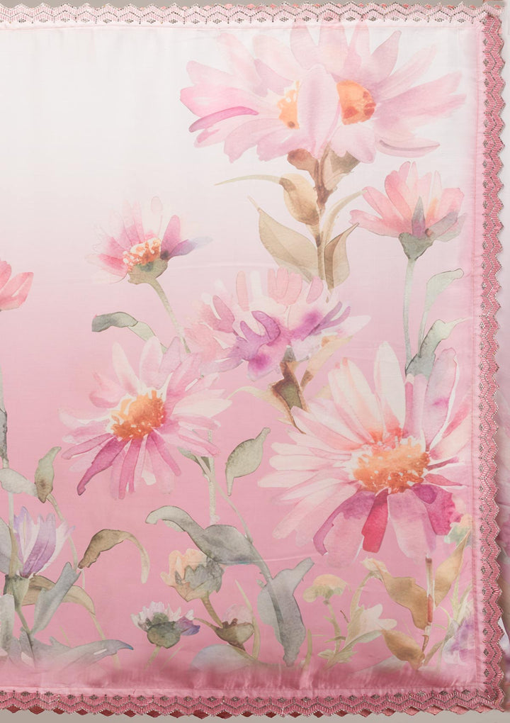 Baby Pink Stonework Satin Saree