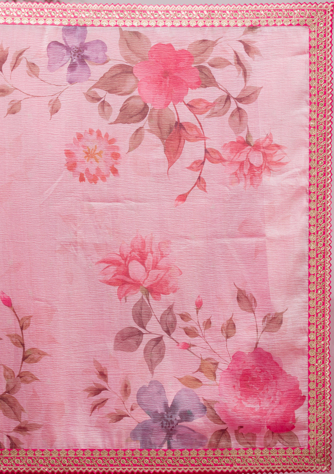 Cream Printed Georgette Saree