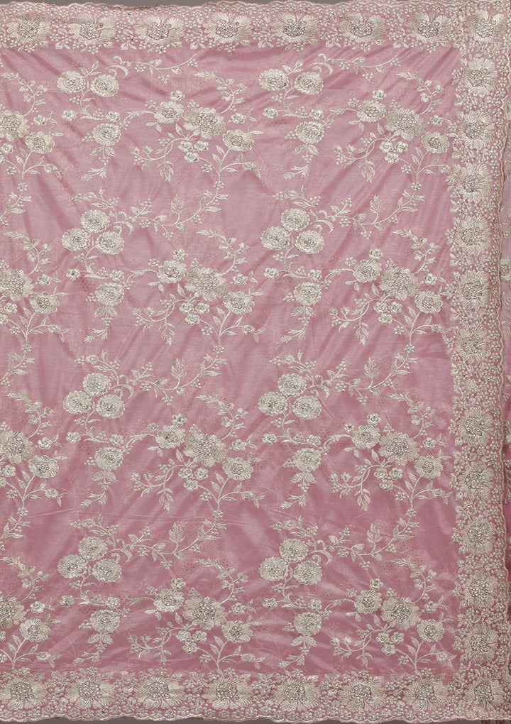Baby Pink Zariwork Tissue Saree