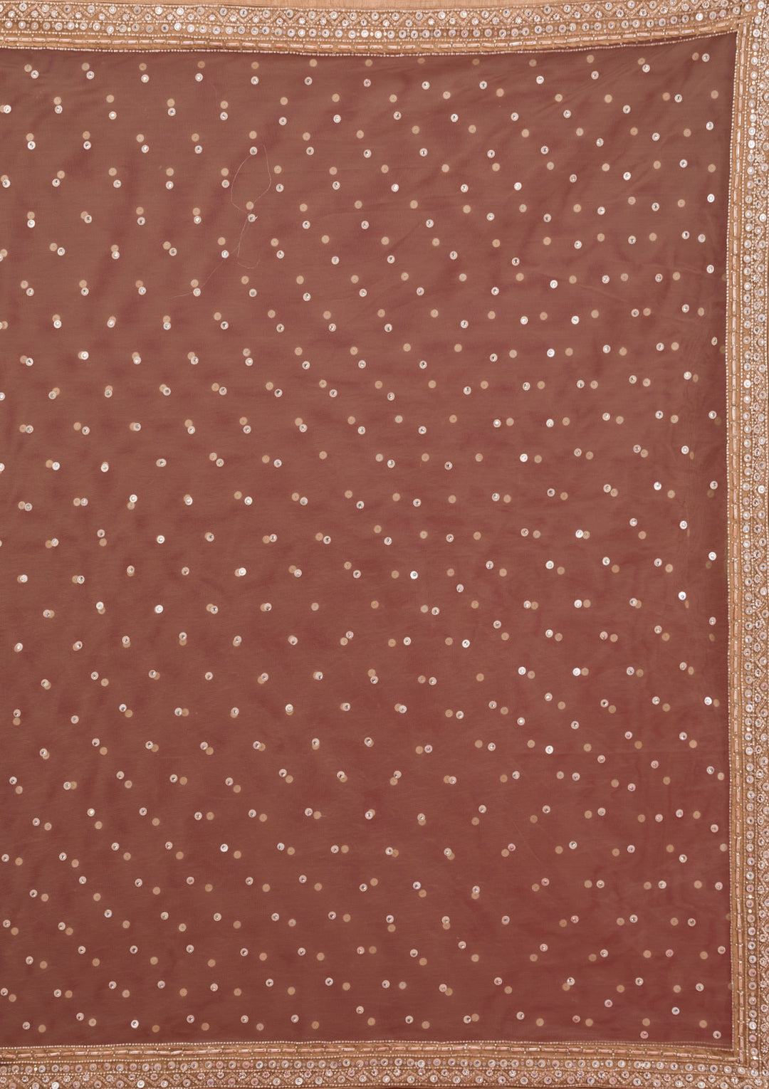 Beige Sequins Net Readymade Lehenga