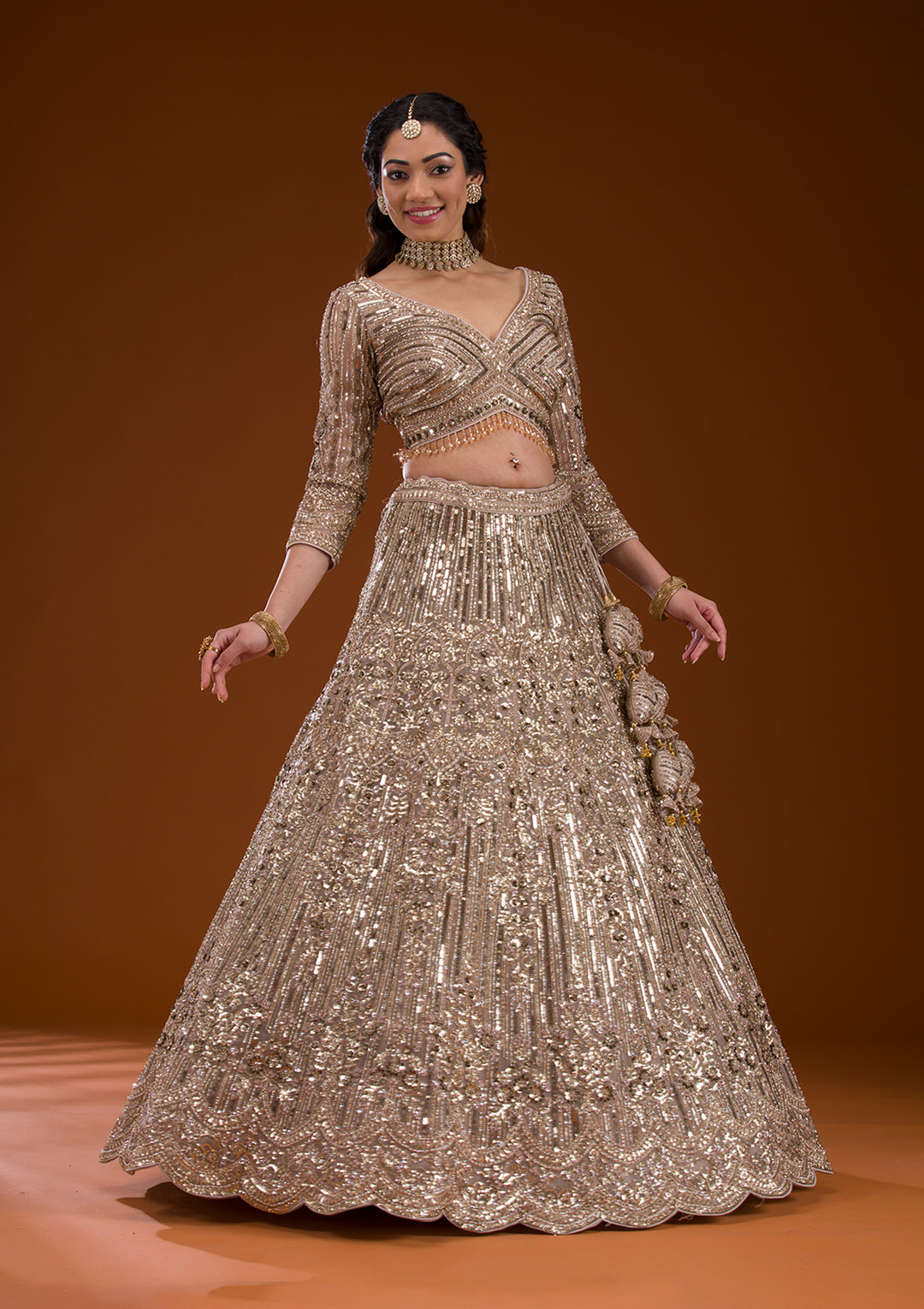 Koskii Silver Net Lehenga – Luxurious Cording Embroidery