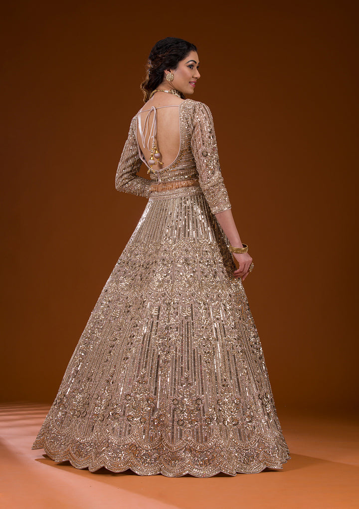 Koskii Silver Net Lehenga – Luxurious Cording Embroidery