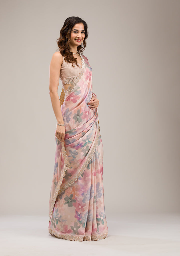 Beige Stonework Georgette Saree