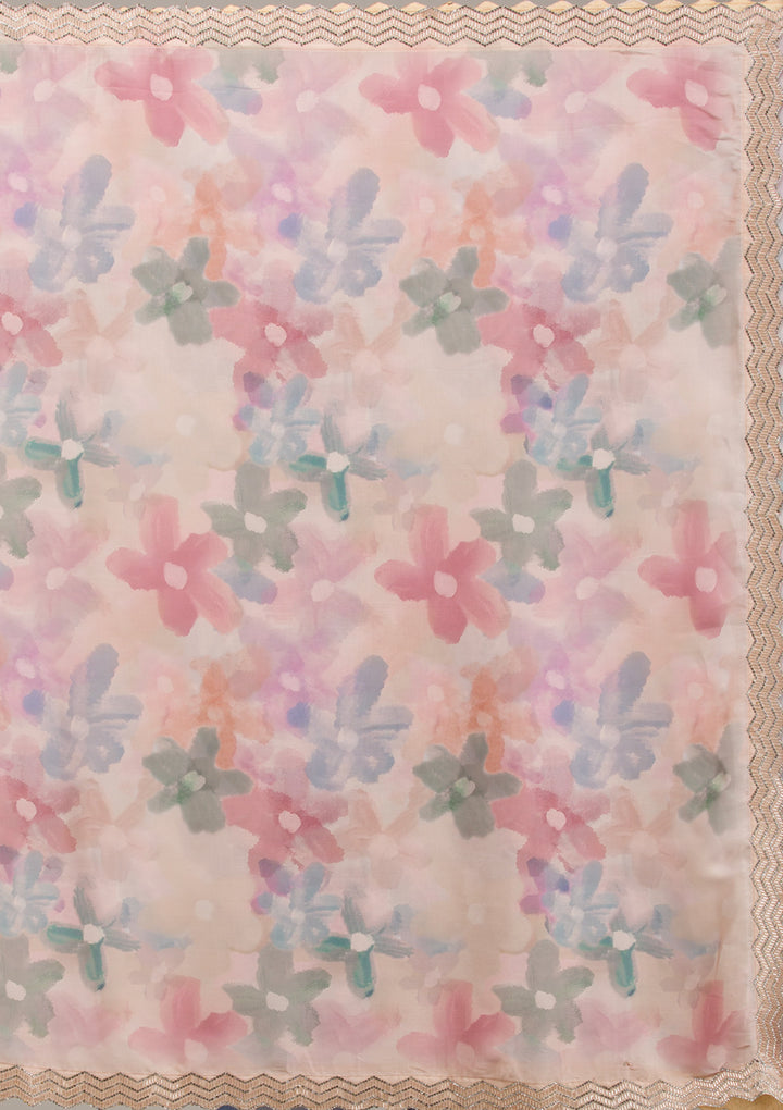 Beige Stonework Georgette Saree