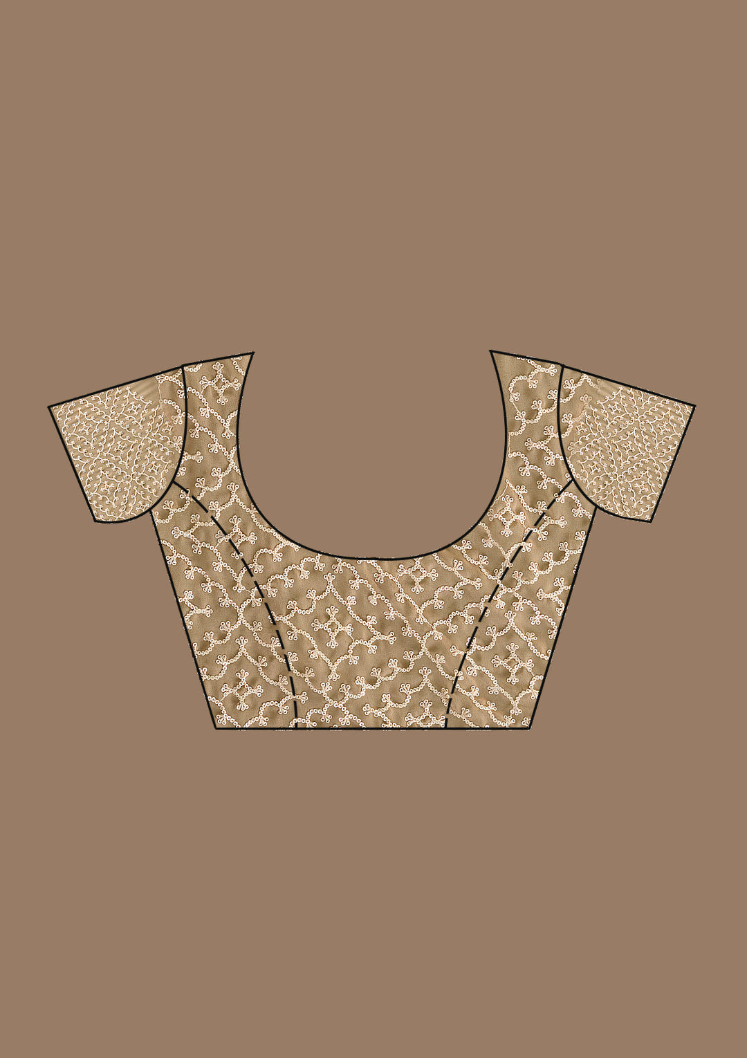 Beige Tissue Threadwork Saree With Matching Blouse Piece