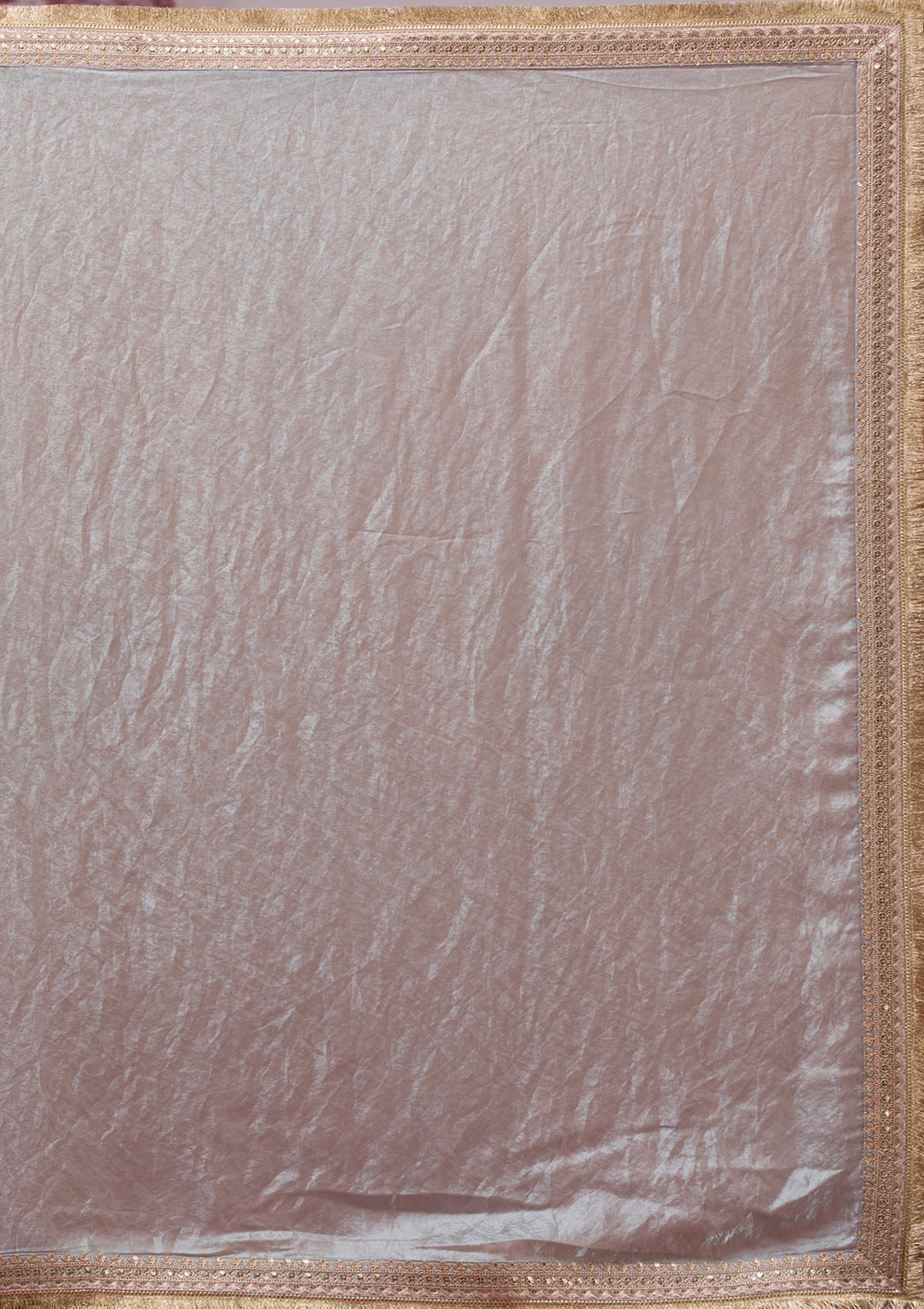 Beige Tissue Cording Saree With Matching Blouse Piece