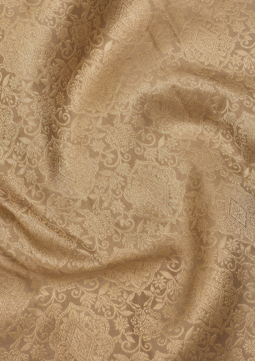 Beige Silk Jaal Gold Zariwork Saree With Matching Blouse Piece