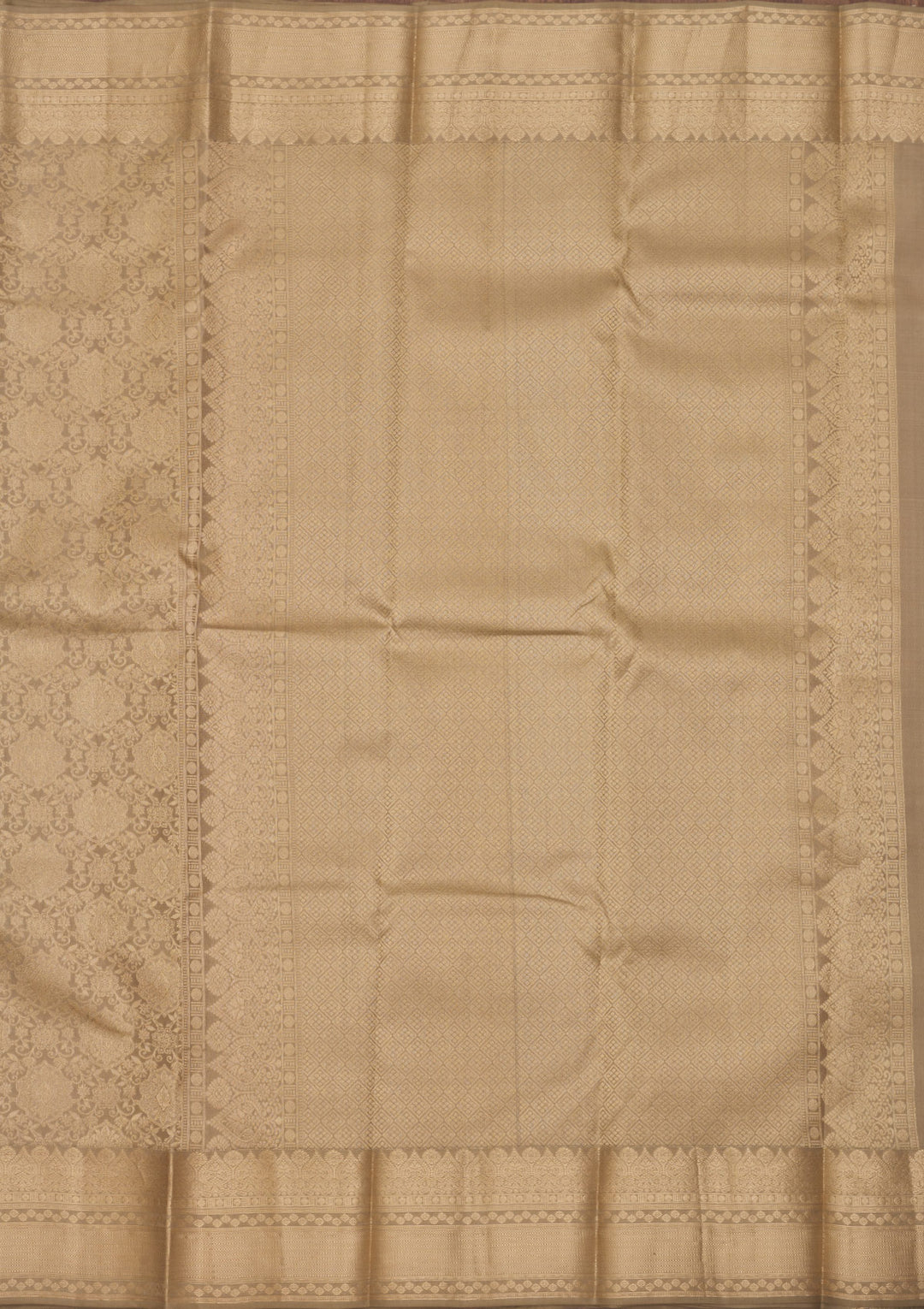 Beige Silk Jaal Gold Zariwork Saree With Matching Blouse Piece