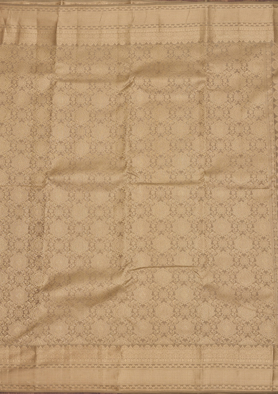 Beige Silk Jaal Gold Zariwork Saree With Matching Blouse Piece