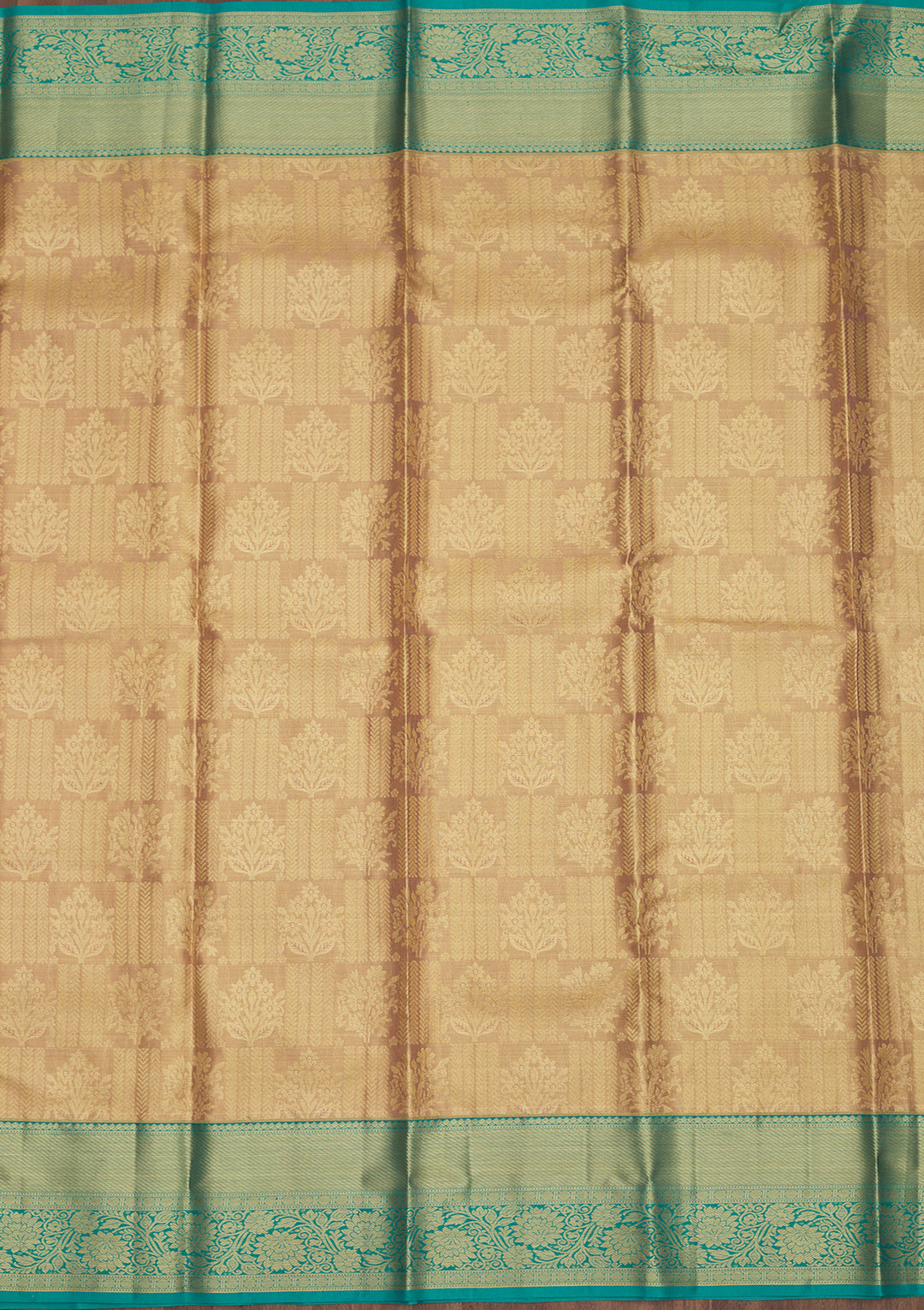 Beige Tissue Jaal Gold Zariwork Saree With Matching Blouse Piece