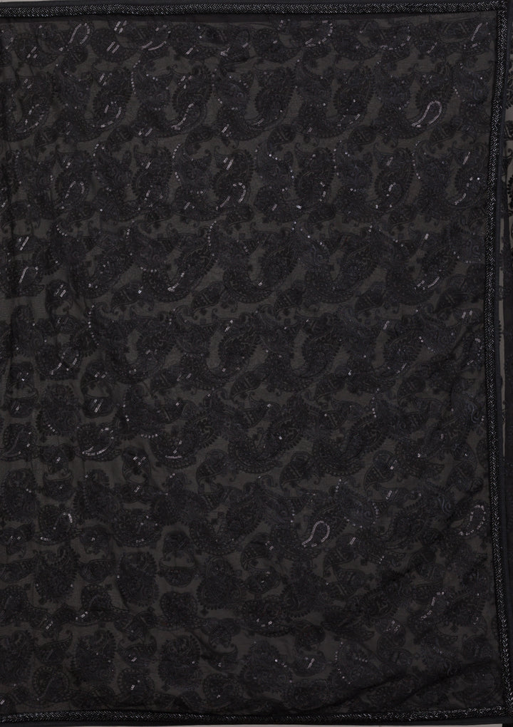 Black Tissue Cutdana Saree With Matching Blouse Piece