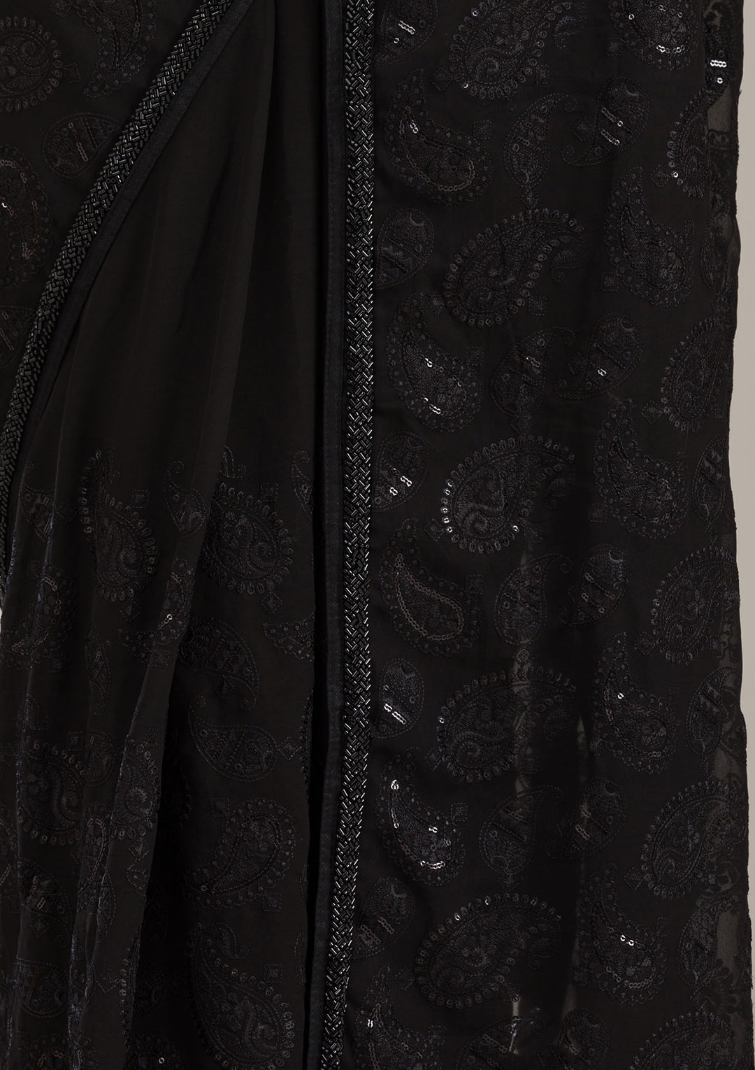 Black Tissue Cutdana Saree With Matching Blouse Piece